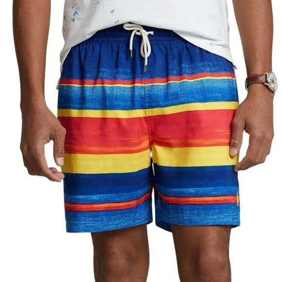 Polo Ralph Lauren Traveler Stripe swim Shorts For Men's Size Large